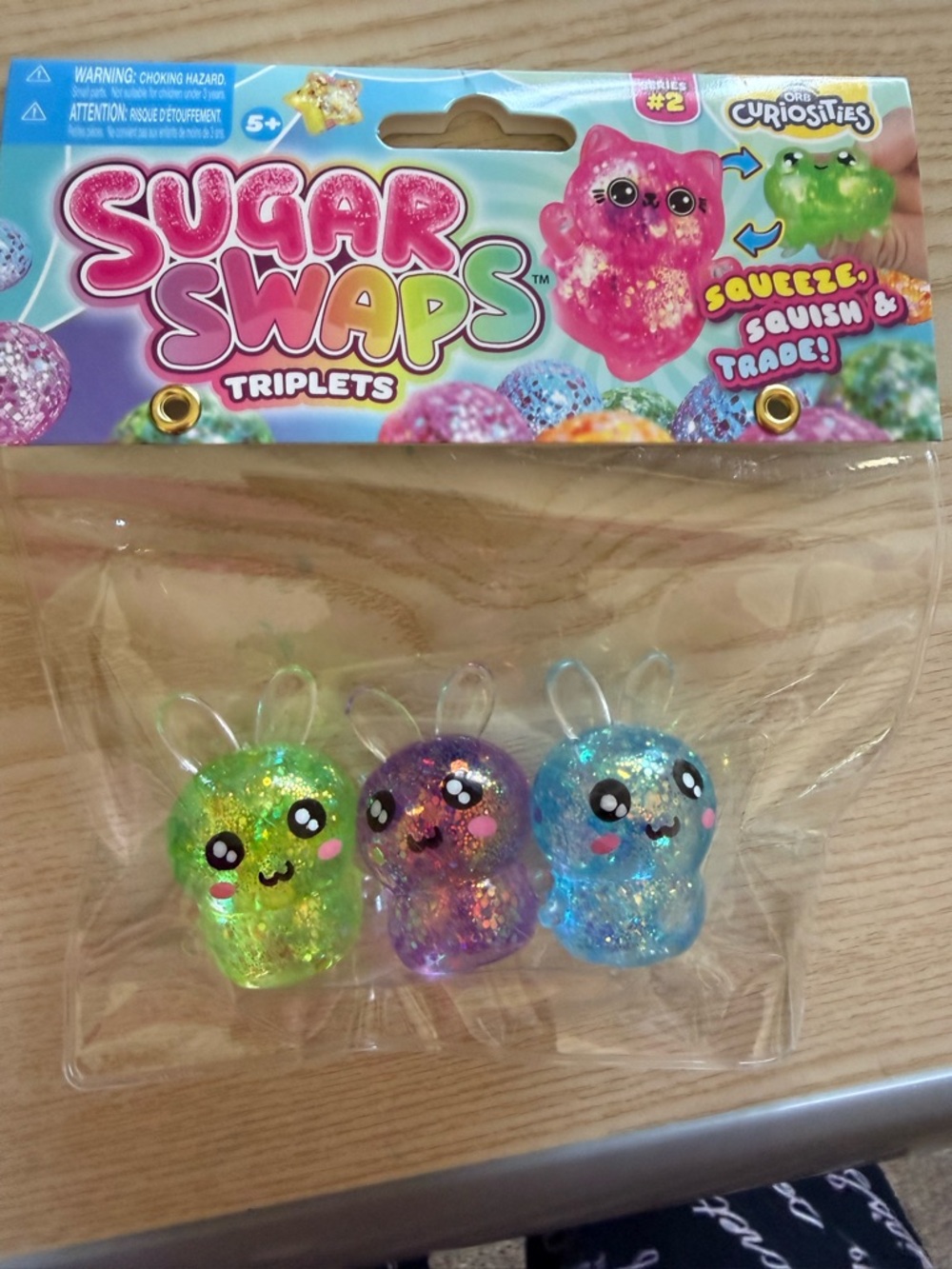 Sugar Swaps Triplets Kids Squeeze Toy - Pink, Green, Blue Glitter Set- 1 pack!! - Picture 4 of 5
